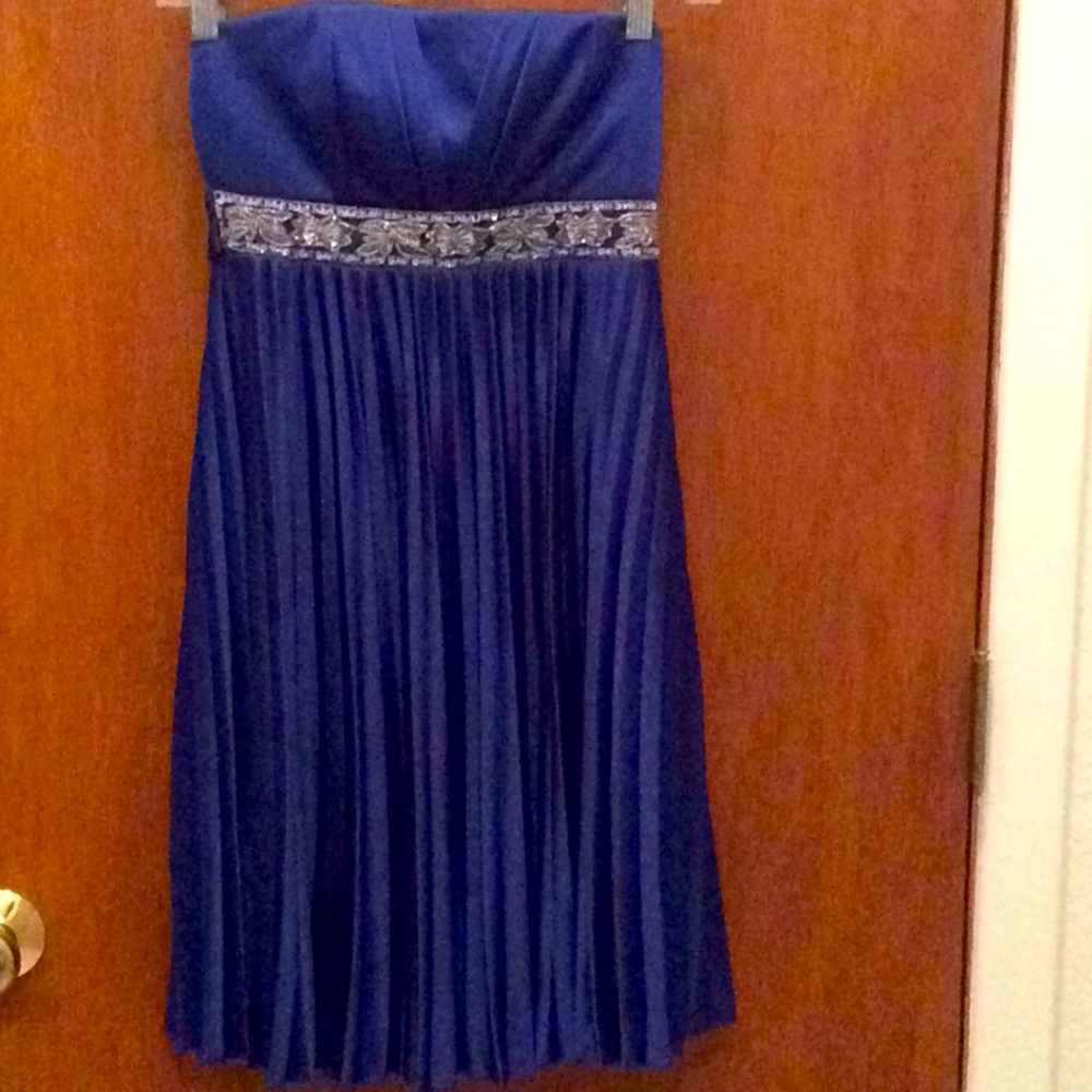Strapless Beautiful Blue with Beading Dress - Sz S